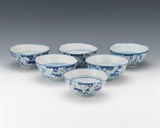 Six Glazed Porcelain Bowls 