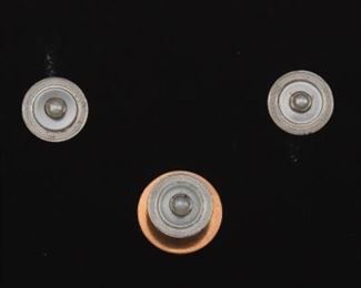 Three Art Deco TwoTone Gold and Seed Pearl Tuxedo Studs 