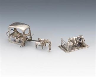 Two Dutch 835 Silver Figural Heritage Groupings 