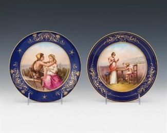 Two German Hand Painted Porcelain Cabinet Plates 