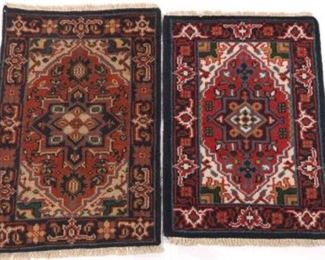 Two Very Fine SemiAntique Hand Knotted Heriz Rugs