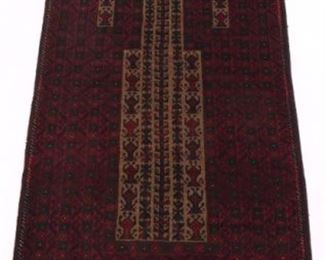 Very Fine SemiAntique Hand Knotted Balouch Prayer Carpet 