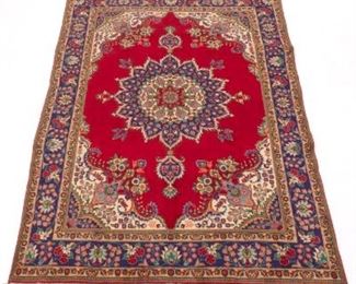 Very Fine SemiAntique Hand Knotted Tabriz Carpet, ca. 1970s 