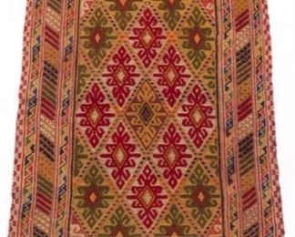Very Fine Vintage Hand Knotted Sculpted Uzbek Soumak Carpet, Soviet Union Era
