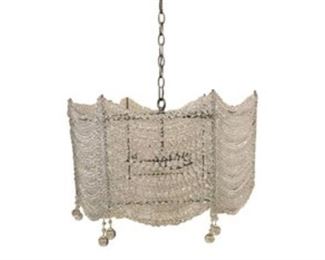 Restoration Hardware Coco Crystal Large Pendant
Draped strands of faceted crystals form a glittering surround, evoking the ethereal elegance of Art Deco fashion.
DIMENSIONS
24.5 x 34 x 24.5 in