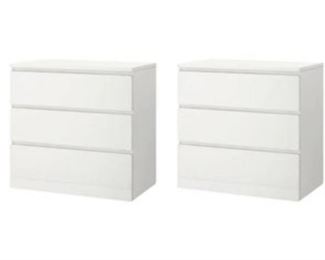 Malm 3 Drawer Chests, Pair
Finish: White
DIMENSIONS
31.5 x 30.5 x 19 in
