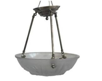 French Art Deco Frosted Glass Bowl Chandelier, Signed
DIMENSIONS
13.75 x 15 x 13.75 in