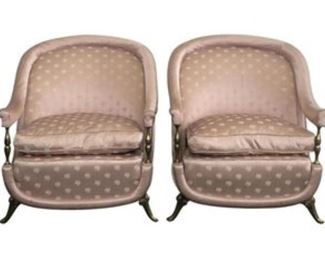 Mid Century Italian Club Chairs on Brass Legs Seat height: 18
DIMENSIONS
27 x 33 x 33 in