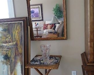 Mirror (2 Available) Artwork, Rattan Accent Table