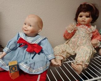 Porcelain Baby Doll plus  Vintage Baby Doll - Blue Dress 9 1/2" Yolanda Bello and 18" Hamilton Collection "Sara" 1990 Connie Walser Derek 