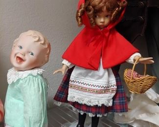 Porcelain Baby Dolls- Kneeling 12" Yolanda Bello and  14"Little Red Riding Hood by Edwin M Knowles