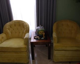 Vintage Swivel Yellow Chairs