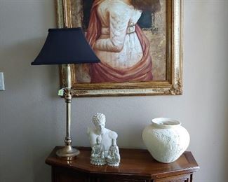 Foyer Table + Art, Lamp & Misc Art by M. Harold