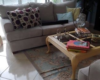 Gray Couch, Coffee Table + Misc Matching Love Seat Available