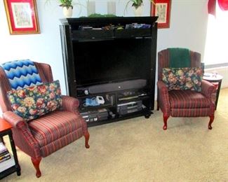 Restored wing back chairs  with new upholstery