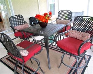 Iron table and chair patio set