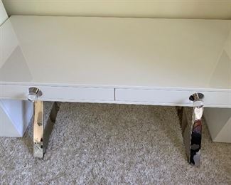 Bellini Modern Living  desk with chrome base and glass drawer pulls 