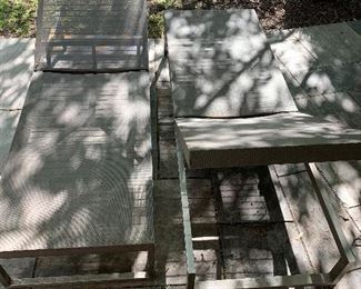 Crate and Barrel pair of outdoor lounge chairs 