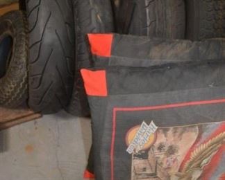 HARLEY DAVIDSON OVERSIZED PILLOWS, TIRES