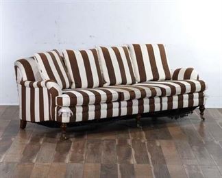 Lauren By Ralph Lauren Brown & Ivory Striped Sofa