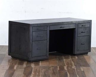 Restoration Hardware La Salle Metal Wrapped Desk, Zinc