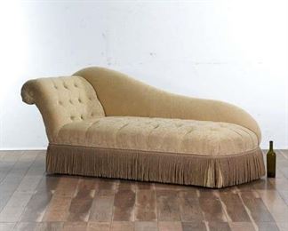 Harp-Back Tufted Chaise Lounge Chair W Fringe