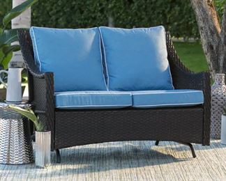 Resin Wicker Loveseat Glider W/ Cushion