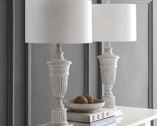 Pair Of Kylen 31" White Wash Urn Table Lamps