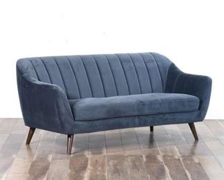 Channelback Contemporary Smoke Grey Sofa