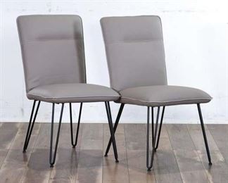 Pair Of Grey Faux Leather Dining Chairs Chairs