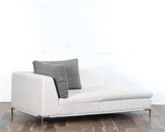 Contemporary Ivory Chaise Lounge W Gray Pillows 2