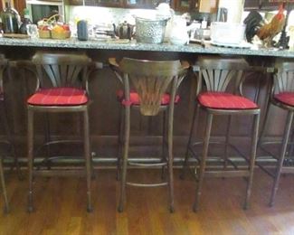 5 bar stools 41" high floor to top of back, 30" floor to seat
