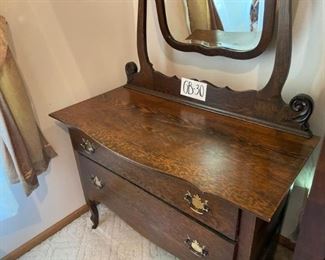TwoDrawer Low Dresser with Beveled Mirror