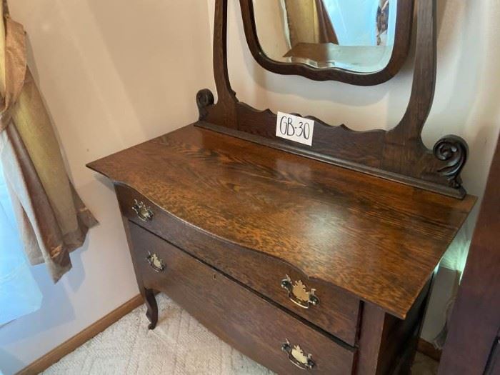 TwoDrawer Low Dresser with Beveled Mirror