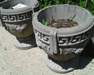 Concrete Greek Key Planters (Lot 2 of 3)