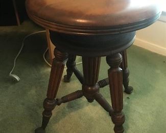 2 antique piano stools 