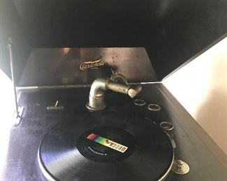 Working Victrola with slate records does need Minor adjustment  