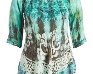 shoreline green floral lace him 3 25 length sleeve top2x 
