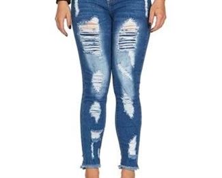 Cover Girl Jeans Medium Wash Distressed MidRise Jeans  Juniors