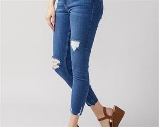 Free People Blue Shark Bite Skinny Jeans Women