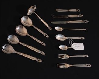 GEORG JENSEN Sterling Flatware Service for 12 and Serving Pieces