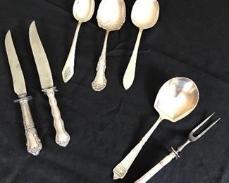 Sterling Serving Spoons, Meat Fork & Knives