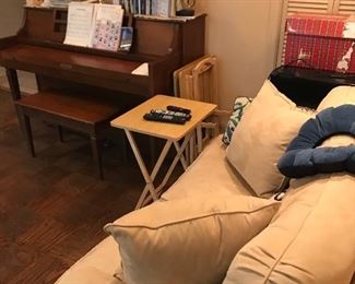 Sofa and small antique desk.