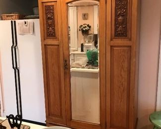 Antique chestnut wardrobe, purchased in NJ antique shop in early 80's.