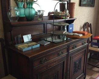 19th Century English Cherry Sideboard with Mirror.
