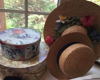Hats and hat boxes.