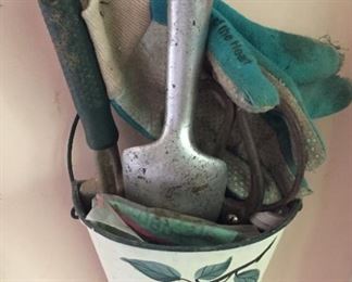 Basket with garden tools.