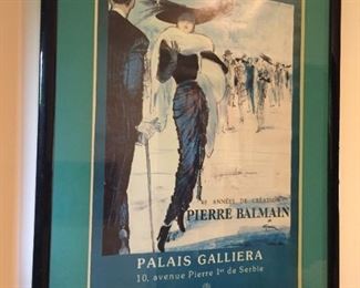 Framed Balmain poster.
