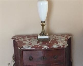 End table and lamp.