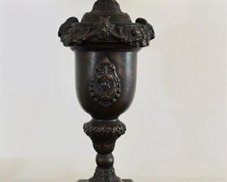 Pair of cast resin table lamps